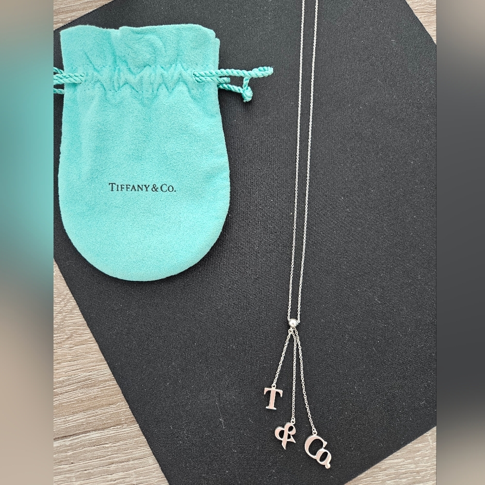Tiffany & Co. Silver Letter Charm Necklace - Blue Pouch Included